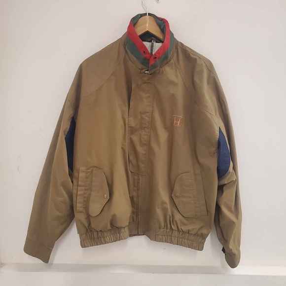 Vintage Other - Vintage Honda Jacket Tan with Red and Green Collar Retro Style